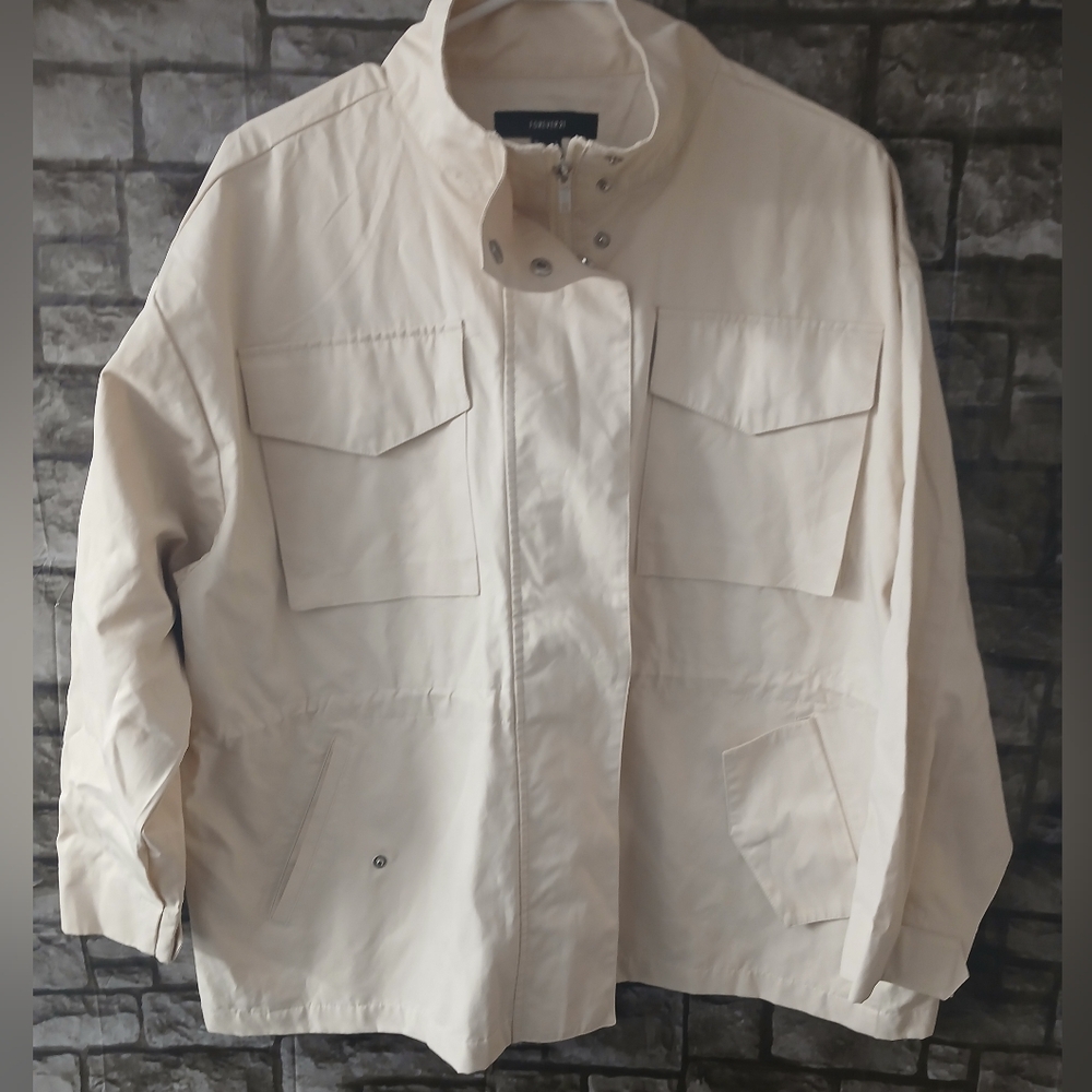 Forever 21 Cream Outerwear Women's Jacket